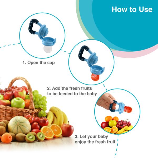 Buy Vega Baby Mom Silicone Fresh Fruit Feeder Nibbler Blue 1's