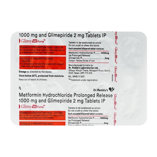 Glimy M2 Forte Tablet 10'S : Price, Uses, Side Effects | Netmeds