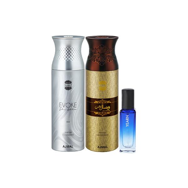 Buy Ajmal Evoke & Wisal Dhahab Deo & Yearn EDP Pack of 3 20 ml Online ...
