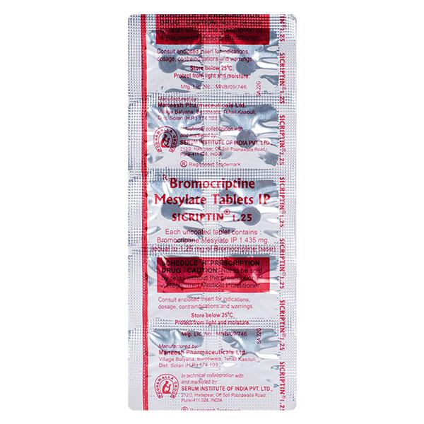 sicriptin 1.25mg tablet