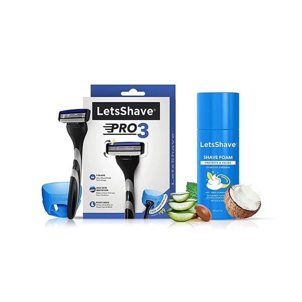 Buy LetsShave Pro 3 Razor + Shaving Foam 200 gm + Razor Cap - Men ...