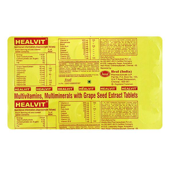 HEALVIT Tablet 15's Price, Uses, Side effects, Substitutes | Netmeds
