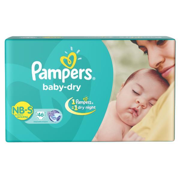 Buy Pampers Baby-Dry NB Diapers (S) 46's Online at Discounted