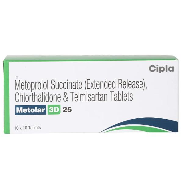 METOLAR 3D 25 Tablet 10's Price, Uses, Side effects, Substitutes | Netmeds