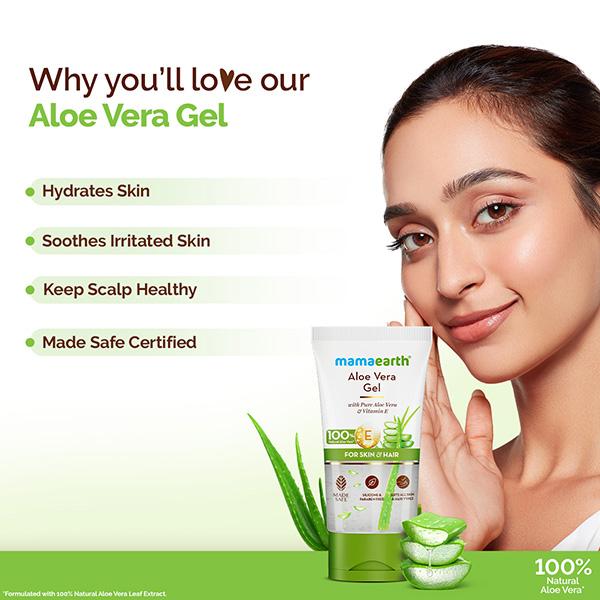 Mamaearth Aloe Vera Gel with 100% Pure & Natural Aloe Vera & Vitamin E for  Skin & Hair 150 ml