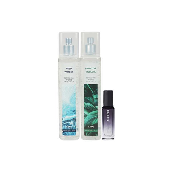 Buy Ajmal Wild Waters & Primitive Forest Edt 2 & Ascend EDP Pack of 3 ...