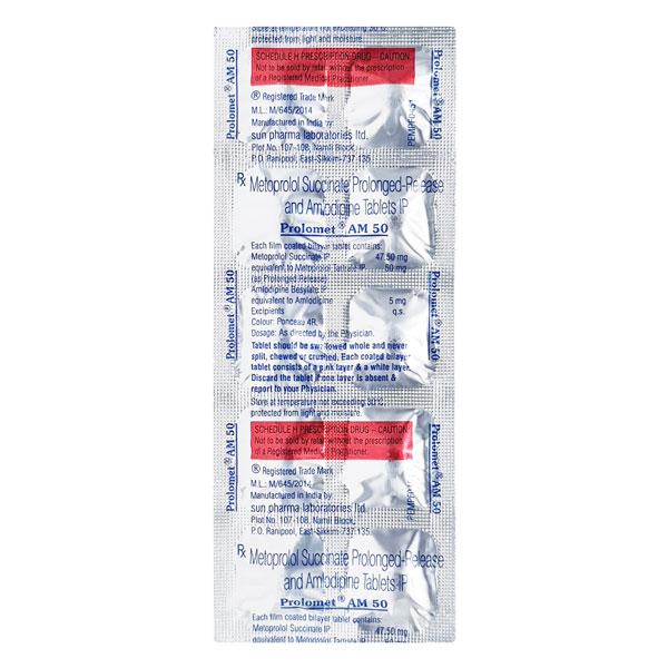 Prolomet AM 50mg Tablet 10'S : Price, Uses, Side Effects | Netmeds