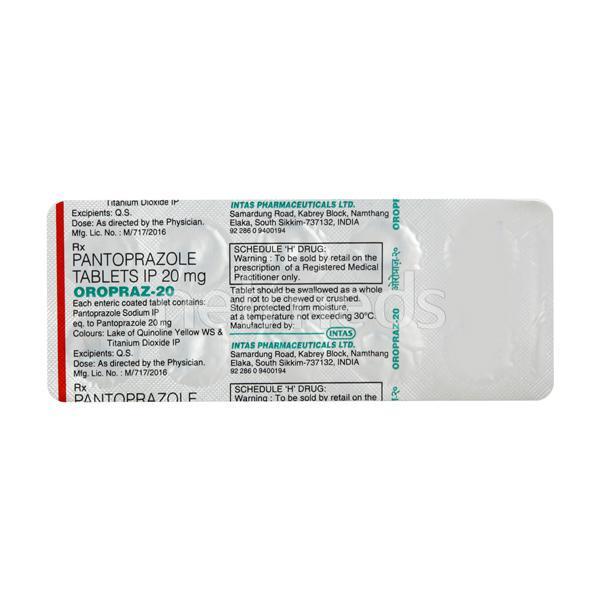 Oropraz 20mg Tablet 10'S Price, Uses, Side effects, Substitutes | Netmeds