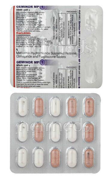 Geminor MP 1mg Tablet 15'S : Price, Uses, Side Effects | Netmeds