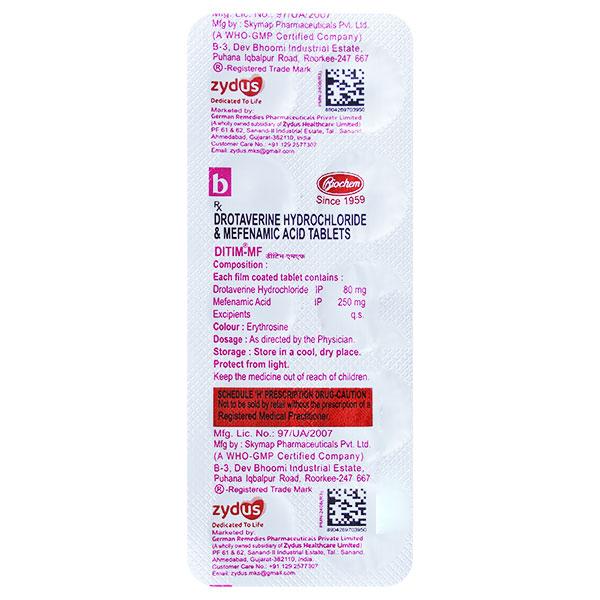 Ditim MF 80/250mg Tablet 10'S Price, Uses, Side effects, Substitutes ...
