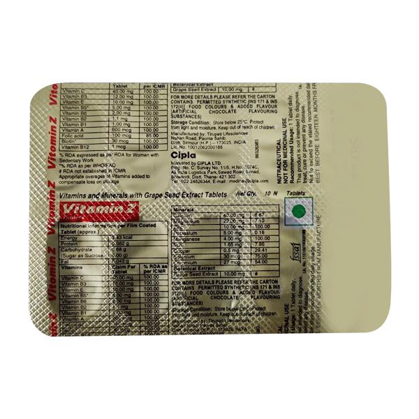 Vitomin Z Tablet 10'S Price, Uses, Side effects, Substitutes | Netmeds