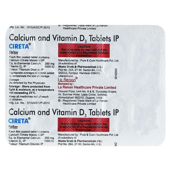 CIRETA Tablet 10's Price, Uses, Side effects, Substitutes | Netmeds