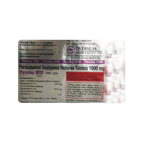 PARADAY 1000 Tablet 10's Price, Uses, Side effects, Substitutes | Netmeds