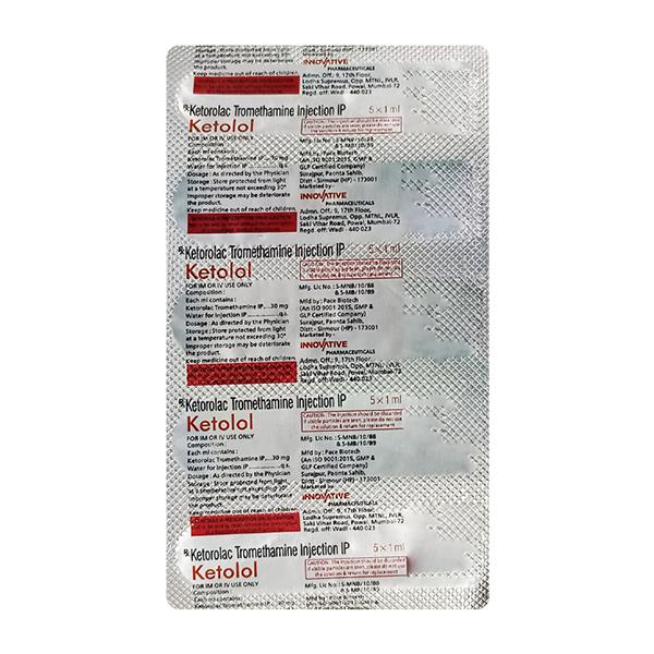 KETOLOL Injection 1ml Price, Uses, Side effects, Substitutes | Netmeds