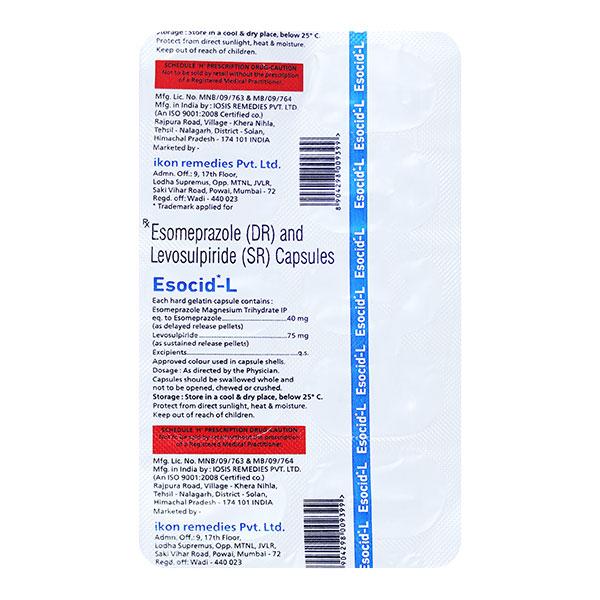 ESOCID L Capsule 10's Price, Uses, Side effects, Substitutes | Netmeds