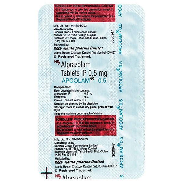 APCOLAM 0.5 Tablet 15's - Price, Uses, Side Effects, and Substitutes ...