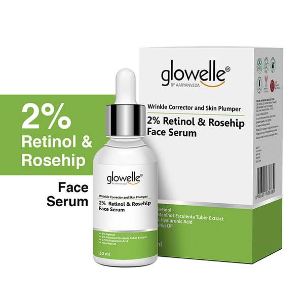 Buy Aryanveda Glowelle 2% Retinol and Rosehip Oil Extract Face Serum 30 ...