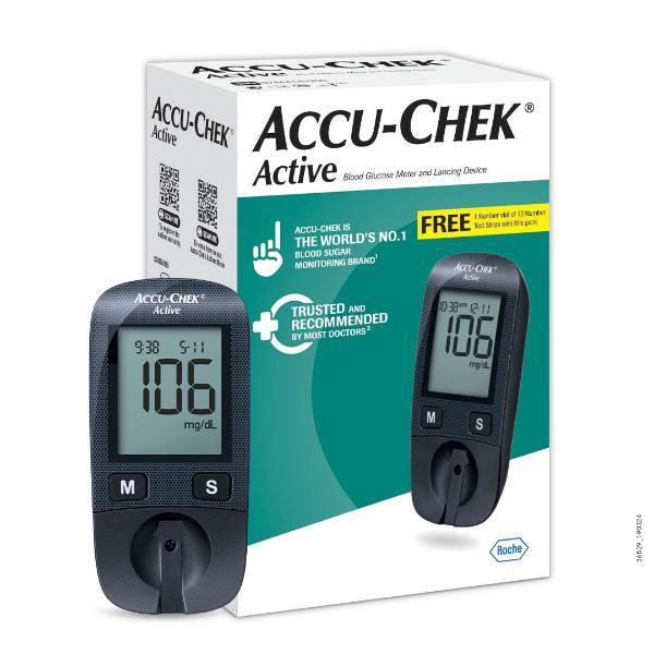 Accu-Chek Active Glucose Monitor with 10 Test Strips for Easy Blood ...