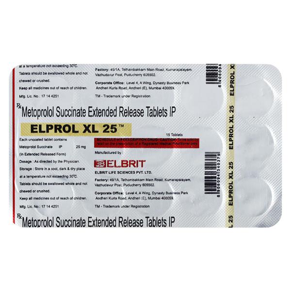 Elprol XL 25mg Tablet 15'S : Price, Uses, Side Effects | Netmeds