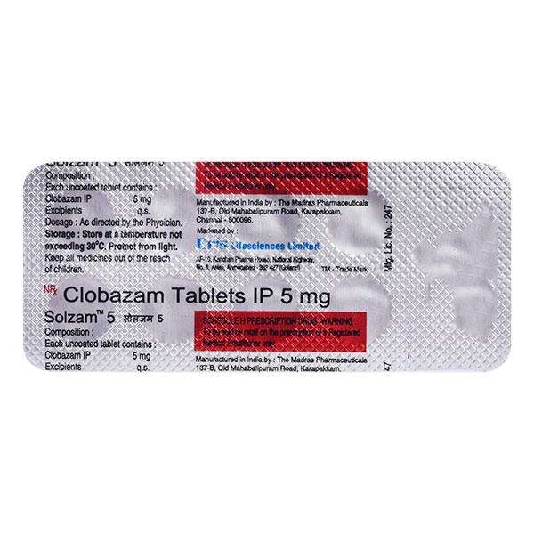 Solzam 5mg Tablet 10'S - Price, Uses, Side Effects, and Substitutes ...