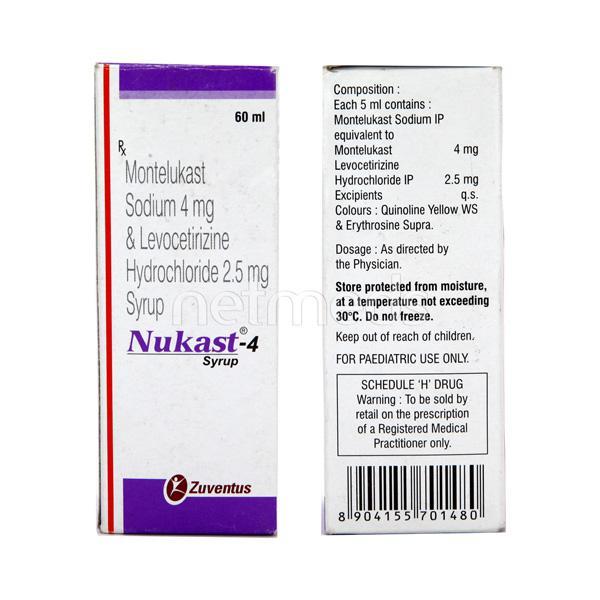 Nukast 4mg Syrup 60ml Price, Uses, Side effects, Substitutes | Netmeds