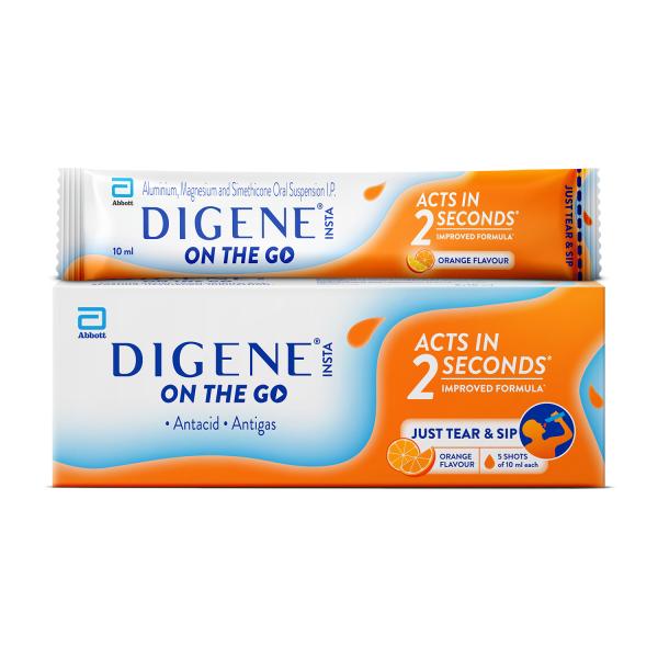 Digene Insta On The Go Liquid - Orange Flavour (Pack of 5 x 10ml) 1 s