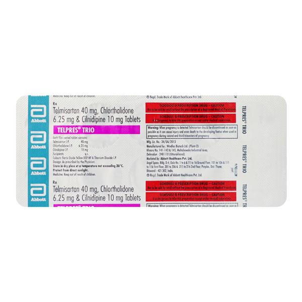 TELPRES TRIO 40mg Tablet 10's : Price, Uses, Side Effects | Netmeds