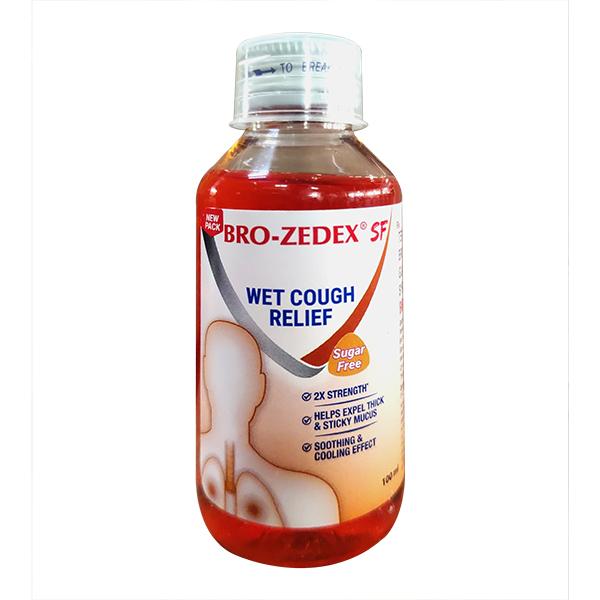 Buy BRO ZEDEX SF NEW SUGAR FREE WET COUGH RELIEF Syrup 100ml Online at