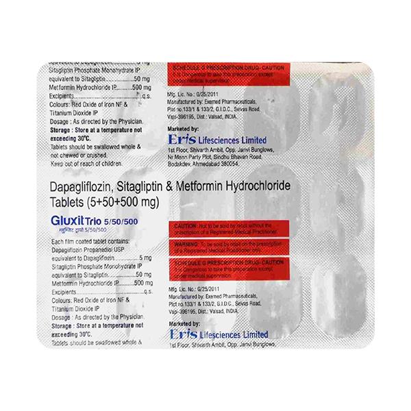Buy GLUXIT TRIO 5/50/500 Tablet 15's Online | Netmeds