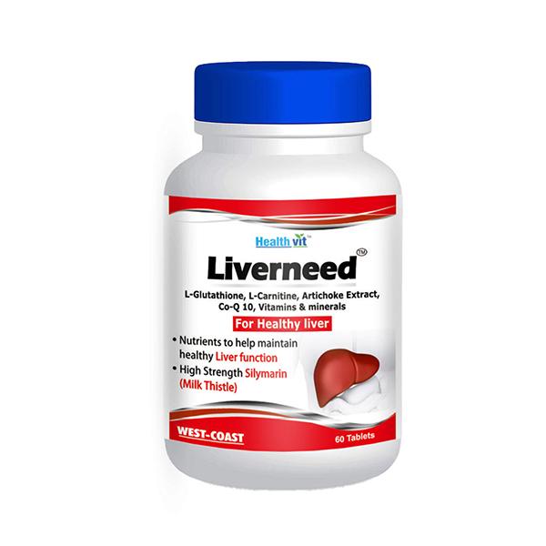 Buy Healthvit Liverneed L-Glutathione, L-Carnitine, Co-Q 10, Vitamins &  minerals- tablets 60's Online at Best Price