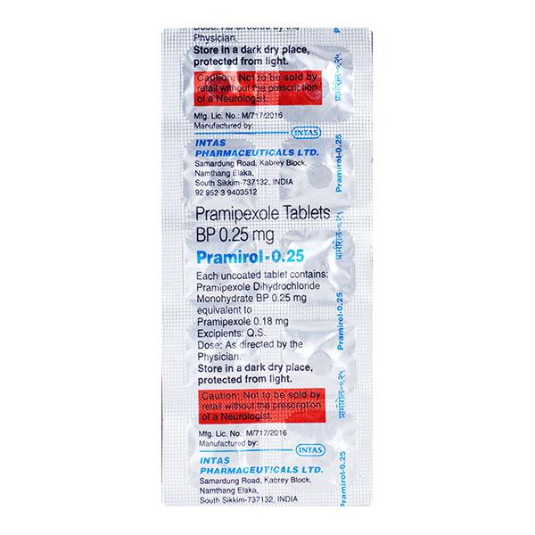 pramirol 0.25mg tablets
