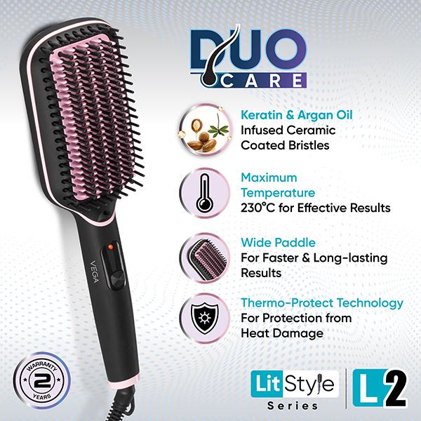 Buy Vega Litstyle L2 Straightener Brush for Women with Smart - Main Image