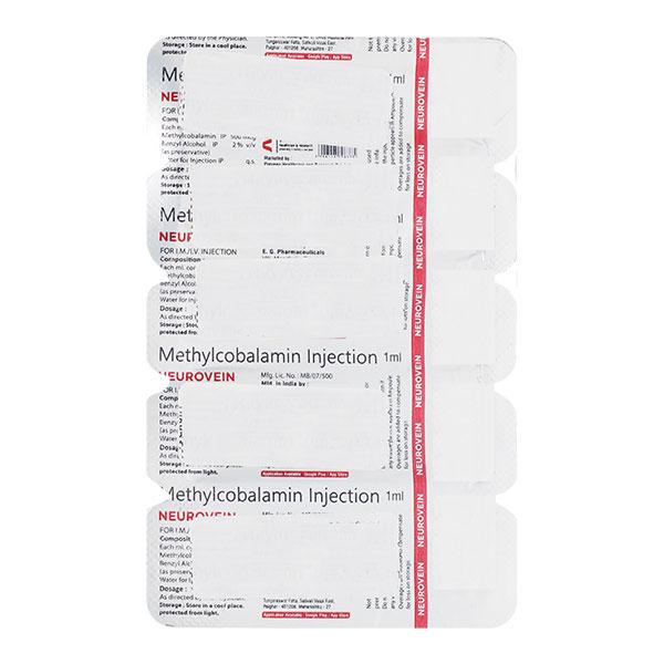 NEUROVEIN Injection 1ml Price, Uses, Side effects, Substitutes | Netmeds
