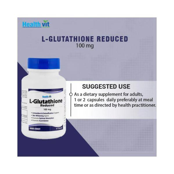 healthvit l glutathione review L-Glutathione Reduced 100mg Skin Whitening Supplement-Capsules 60's Healthvit L-Glutathione 250 mg 60