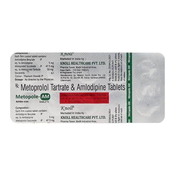 METOPOLE AM 50mg Tablet 10's : Price, Uses, Side Effects | Netmeds