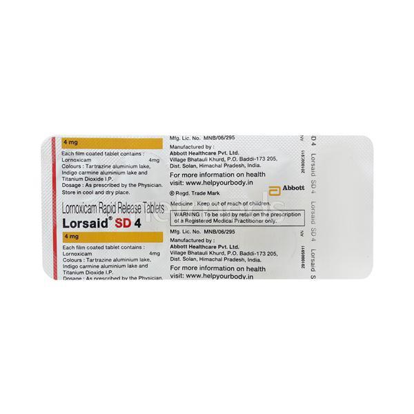 Buy Lorsaid SD 4mg Tablet 10'S Online at Upto 25% OFF | Netmeds