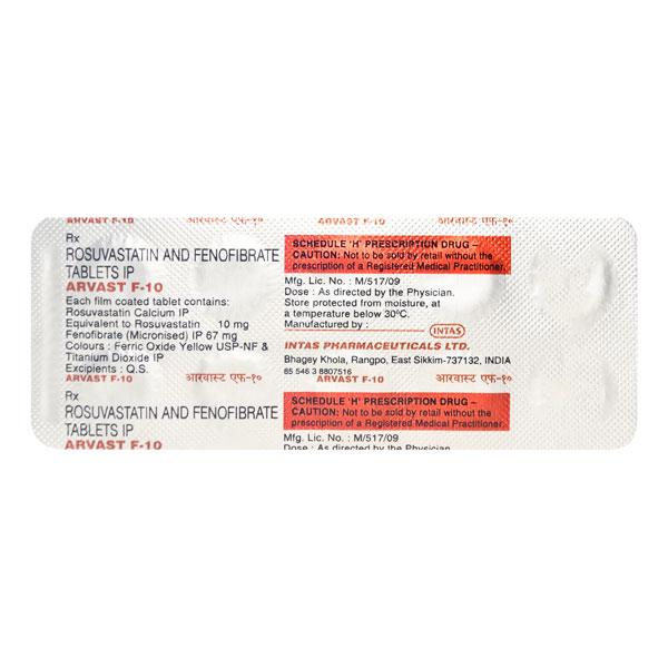 Arvast F 10mg Tablet 10'S Price, Uses, Side effects, Substitutes | Netmeds