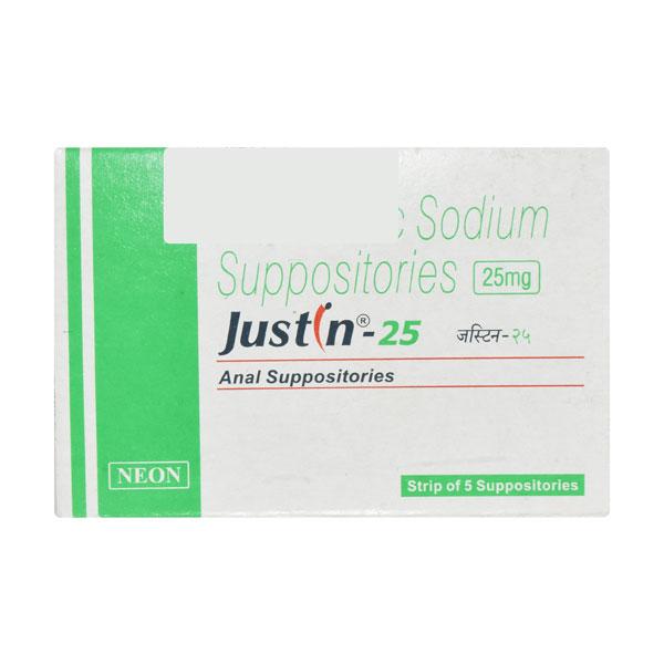 Justin 25mg Suppository 5'S Price, Uses, Side effects, Substitutes ...
