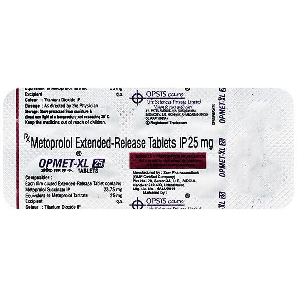 OPMET XL 25mg Tablet 10's : Price, Uses, Side Effects | Netmeds