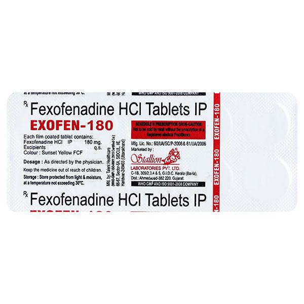 EXOFEN 180mg Tablet 10's Price, Uses, Side effects, Substitutes | Netmeds