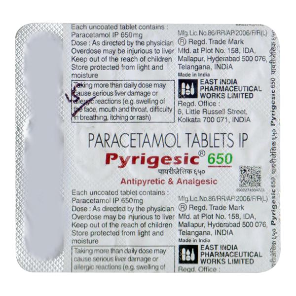 PYRIGESIC 650 Tablet 15's Price, Uses, Side effects, Substitutes | Netmeds