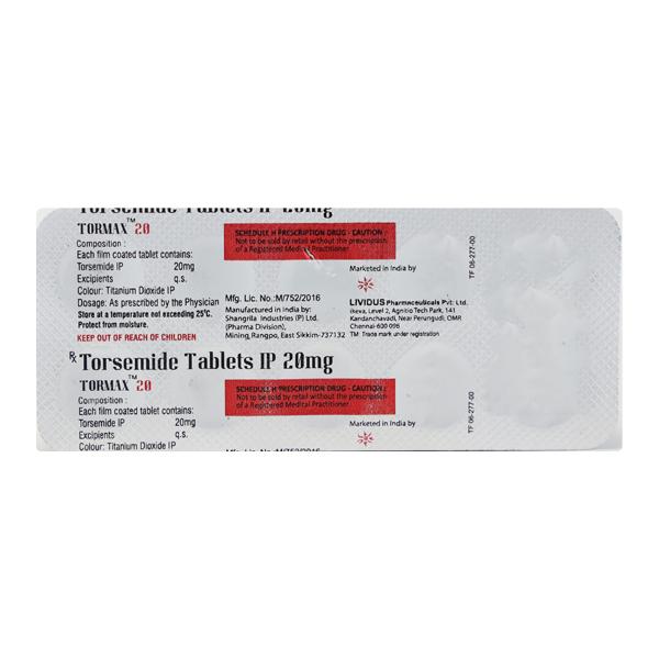 TORMAX 20 Tablet 10's Price, Uses, Side effects, Substitutes | Netmeds