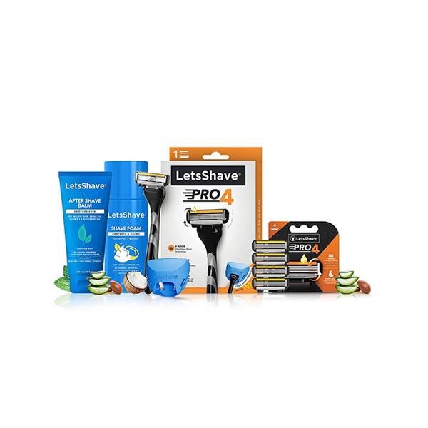 Buy LetsShave Pro 4 Razor + Razor Blades 4's + After Shave Balm + Shave ...
