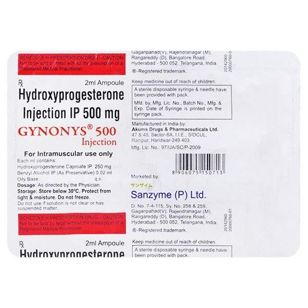 Gynonys 500mg Injection 1'S Price, Uses, Side effects, Substitutes ...