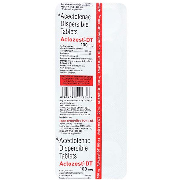 ACLOZEST DT 100mg Tablet 10's Price, Uses, Side effects, Substitutes ...