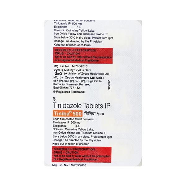 Tiniba 500mg Tablet 10'S Price, Uses, Side effects, Substitutes | Netmeds
