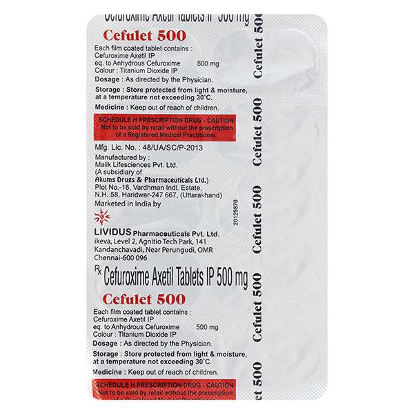 CEFULET 500 Tablet 10's : Price, Uses, Side Effects | Netmeds