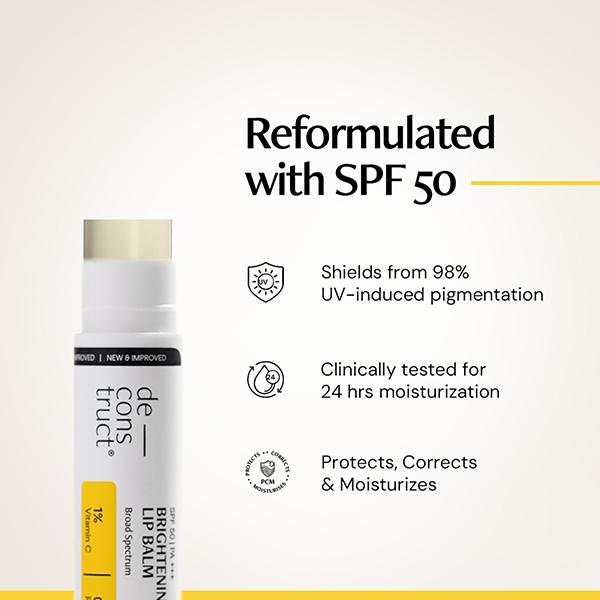 deconstruct vitamin c lip balm Brightening and the 0.1% Resorcinol fights against pigmentation caused by sun Deconstruct Brightening Lip Balm With