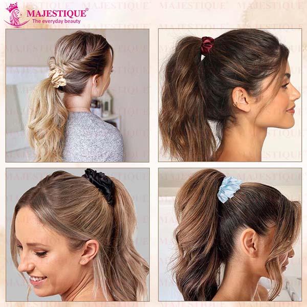 Buy Majestique Satin Silk Scrunchies Ponytail Holder Hair