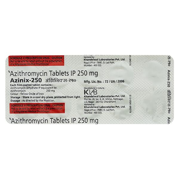 AZINIX 250 Tablet 10's Price, Uses, Side effects, Substitutes | Netmeds